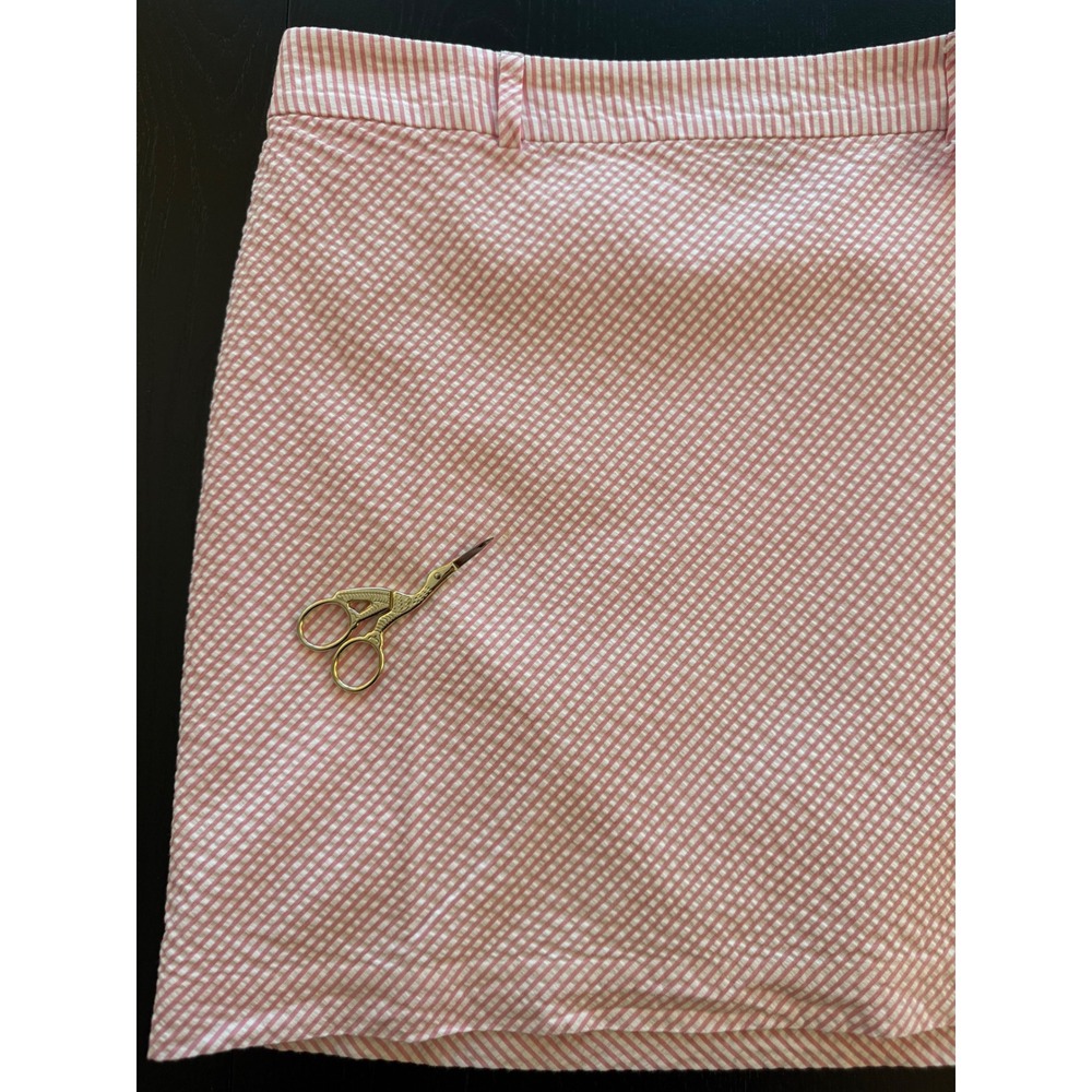 Vineyard Vines Seersucker Skirt Womens 6 Pink/ White Cotton Button-Up Mini - Picture 9 of 10
